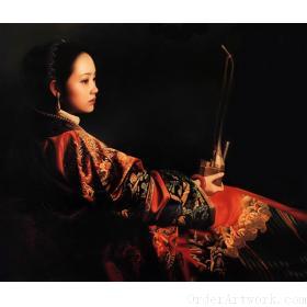 纯手工绘画,原创油画,传统中国妇女