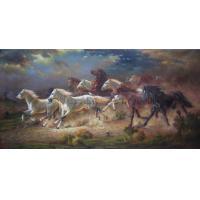 纯手工绘画原创动物油画,奔腾的马,骏马飞奔,温州