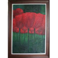 红色郁金香,大幅花卉油画