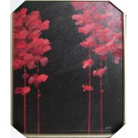 大银花树-红-现代抽象花卉油画
