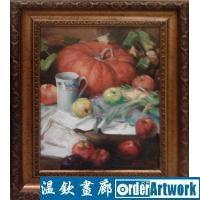 桌上南瓜和苹果,印象静物,宋庄职业画家刘双和