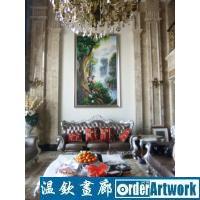 温州外滩国际公馆复合式跃层空中别墅巨幅竖幅油画装饰