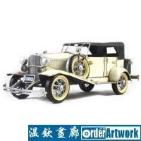 复古白色Duesenberg J,手工做旧复古铁皮车模