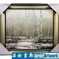 冬天的白桦树,陈志军原创风景油画