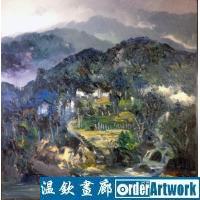 仙居人家,当代中国著名油画家王柏松原创风景