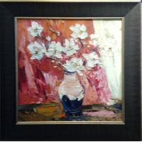 瓶花-红白,当代中国著名油画家王柏松