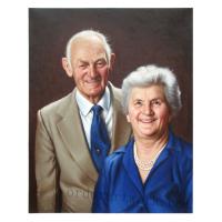 完全手工绘画老年夫妇照片定制油画,金婚周年纪念手绘肖像油画