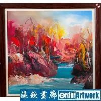 山溪,王柏松手绘原创山水风景油画,中国写意绘画意象表现艺术收藏