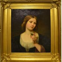 出售19世纪欧洲古董油画，写实人物肖像油画，纽约大都会博物馆收藏画家：朱利叶斯·施拉德 Julius Schrader