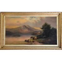 出售美国19世纪古董油画，著名画家威廉·哈特 W. HART，哈德逊河画派代表人物,古典风景油画