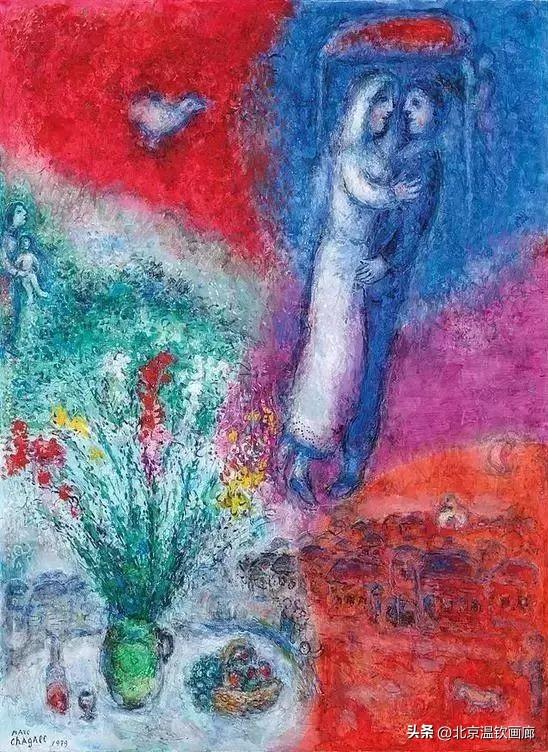 《新婚》，马克·夏加尔（Marc Chagall）原作，超现实主义，现代绘画,佳士得封面拍品